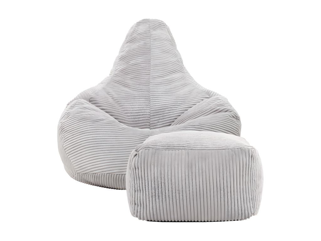 Reclining pouf and matching grey corduroy footrest - Meublori