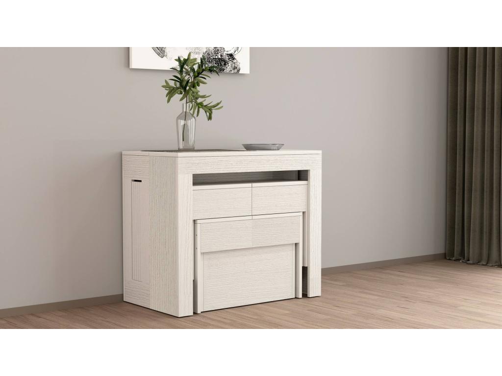 Laviecasa Table and Chair Set, Versatile Composition, Set with Console and 2 Extendable Benches, Made in Italy, 66x25h45 cm, White, DQXV63531