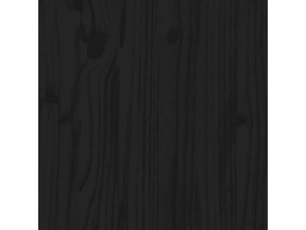 Black solid pine wood bed frame without mattress