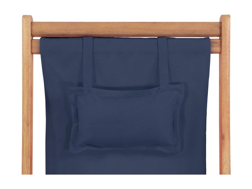 Folding beach chair, fabric and wooden frame, blue, ICVH42748