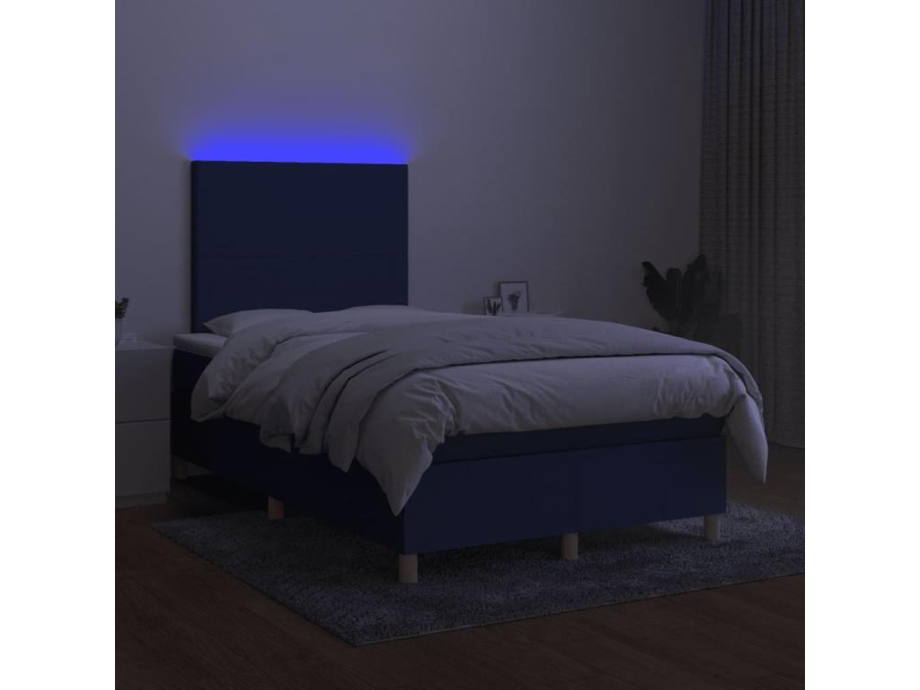 Meubiana bed base with mattress and blue LED lighting, 120x190 cm, fabric