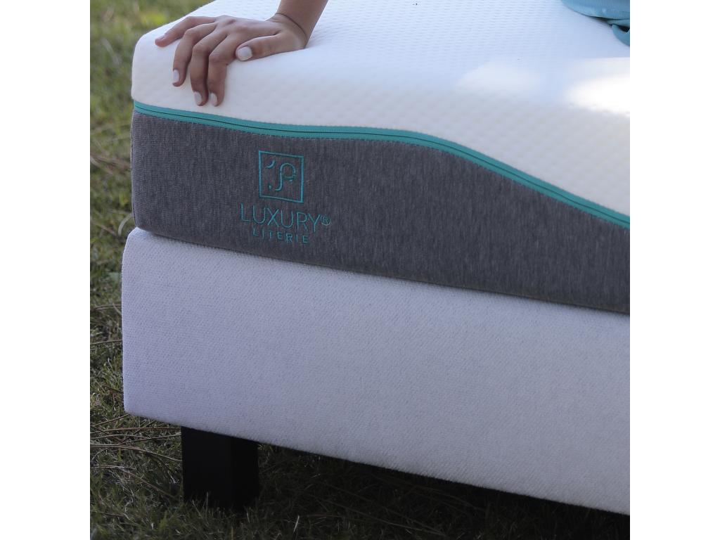 Upholstered bed base 140x190 grey Meublori Hotel range solid wood legs included