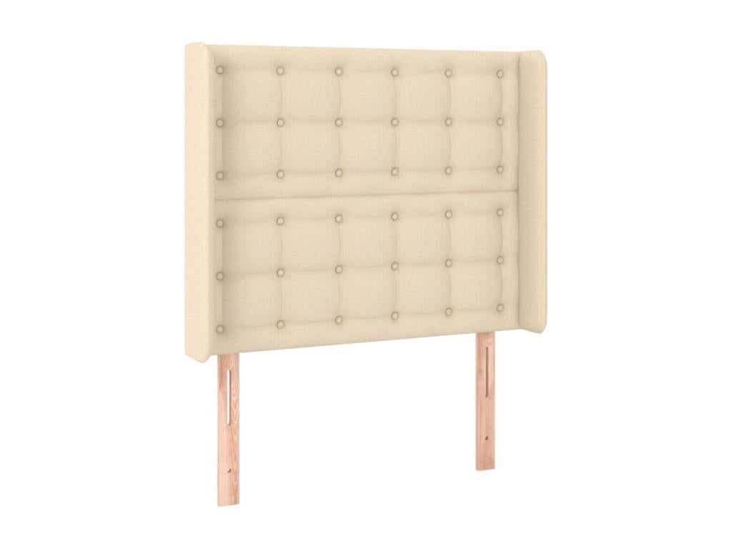 Upholstered bed base with mattress and LED lighting, Cream, 90x190 cm, Fabric