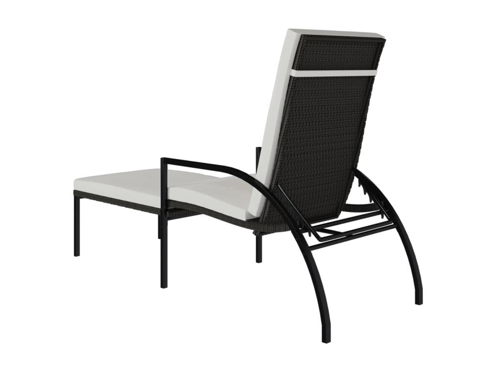 Chaise longue with footrest, brown woven resin