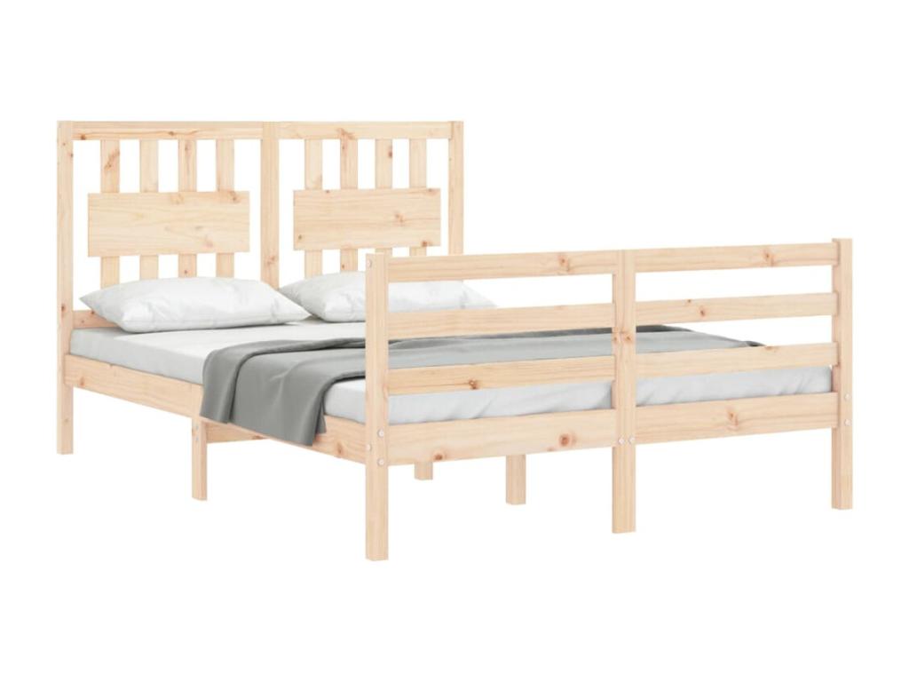 Bed frame with headboard 140x190 solid wood