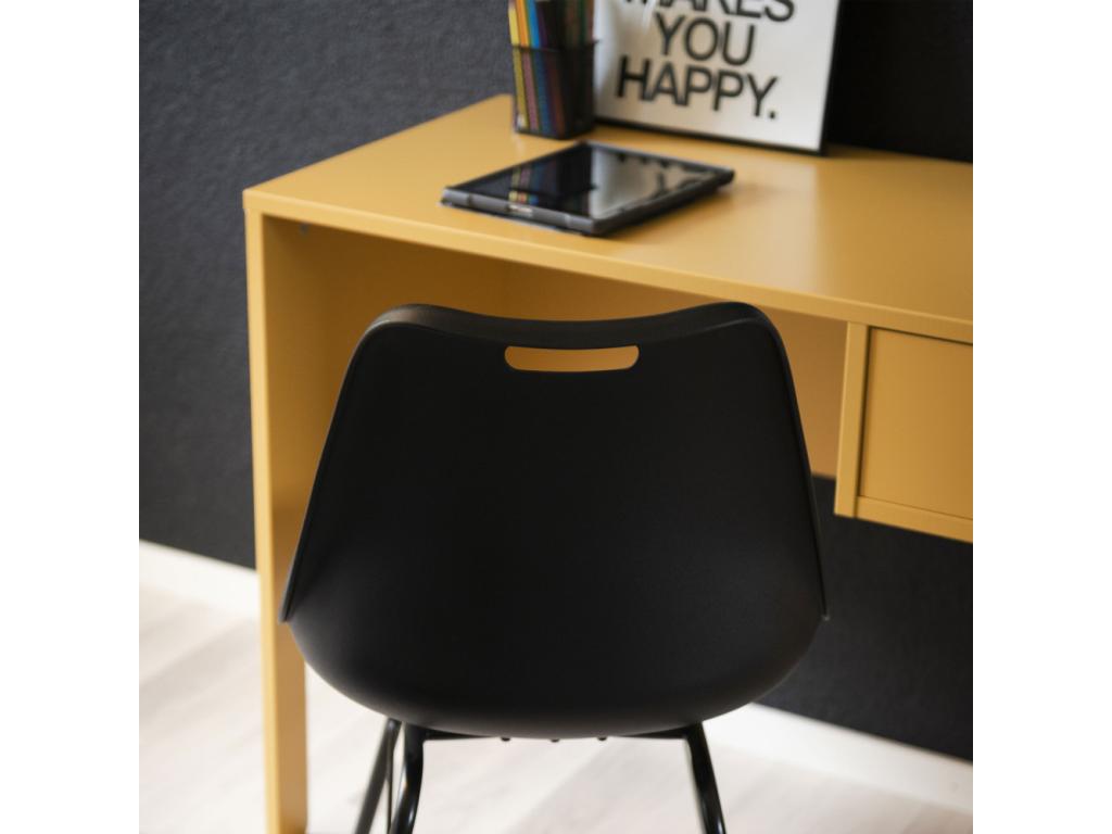 Meublori - Wooden desk with 1 drawer, 105cm wide, Mustard yellow