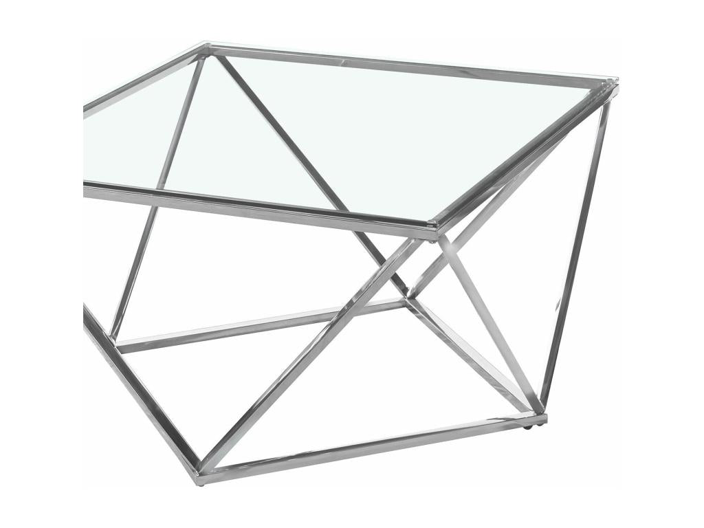 Meublori 80cm Silver Glass Designer Coffee Table