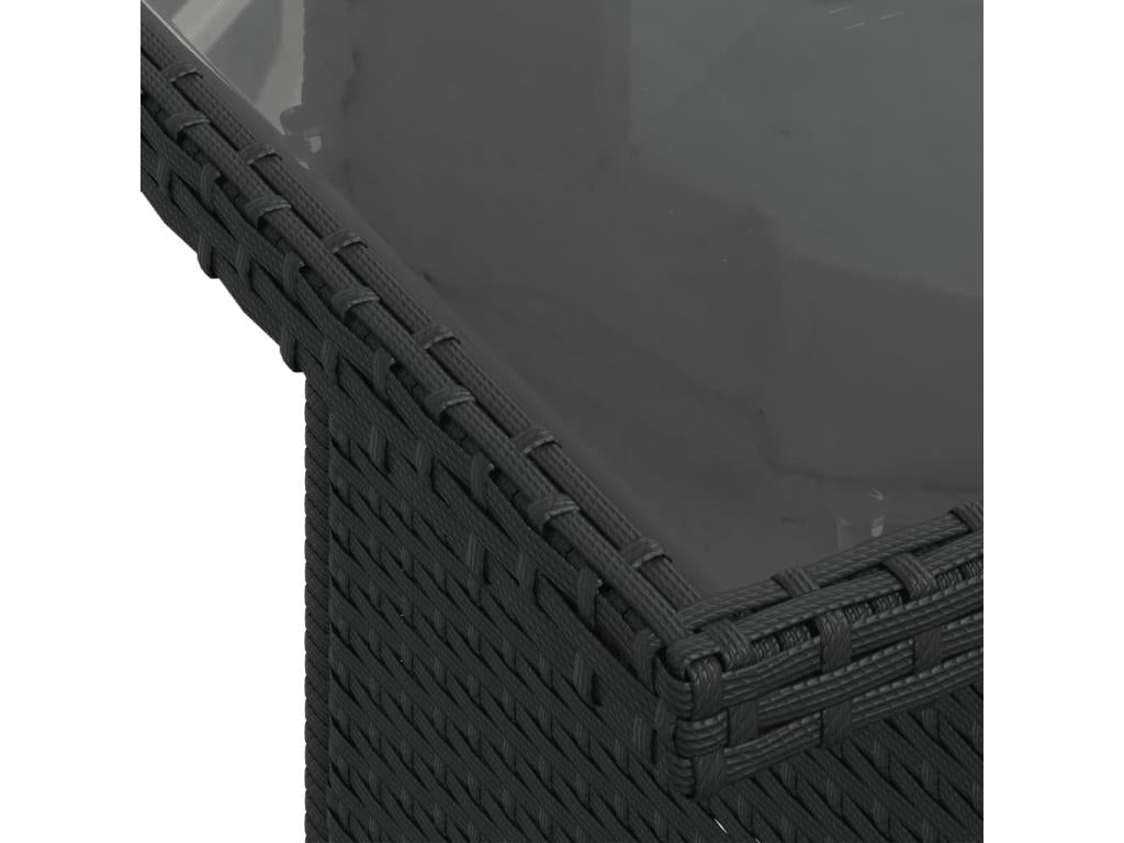 9-piece garden furniture set with cushions, black woven resin