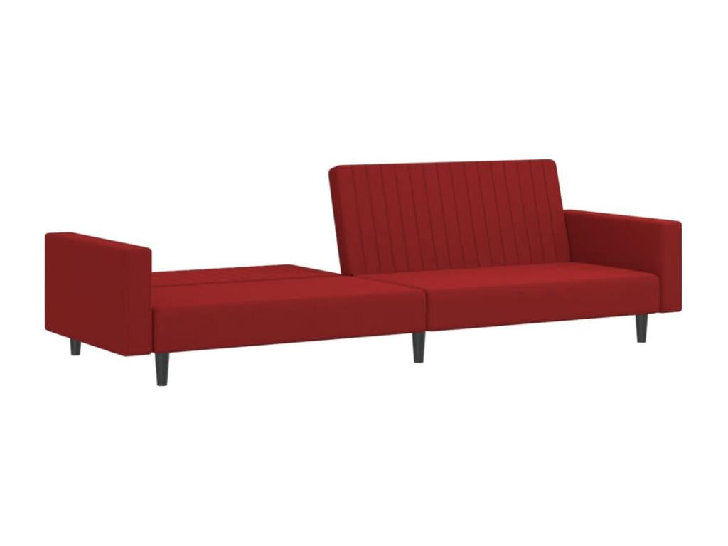 2-seater sofa bed in burgundy velvet