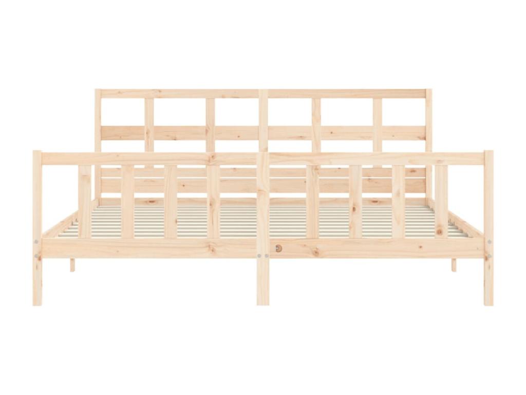 Bed frame with headboard 200x200 cm solid wood PULO88682