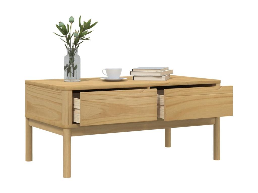 FLORO coffee table, brown wax finish, 99x55.5x45 cm, solid pine wood