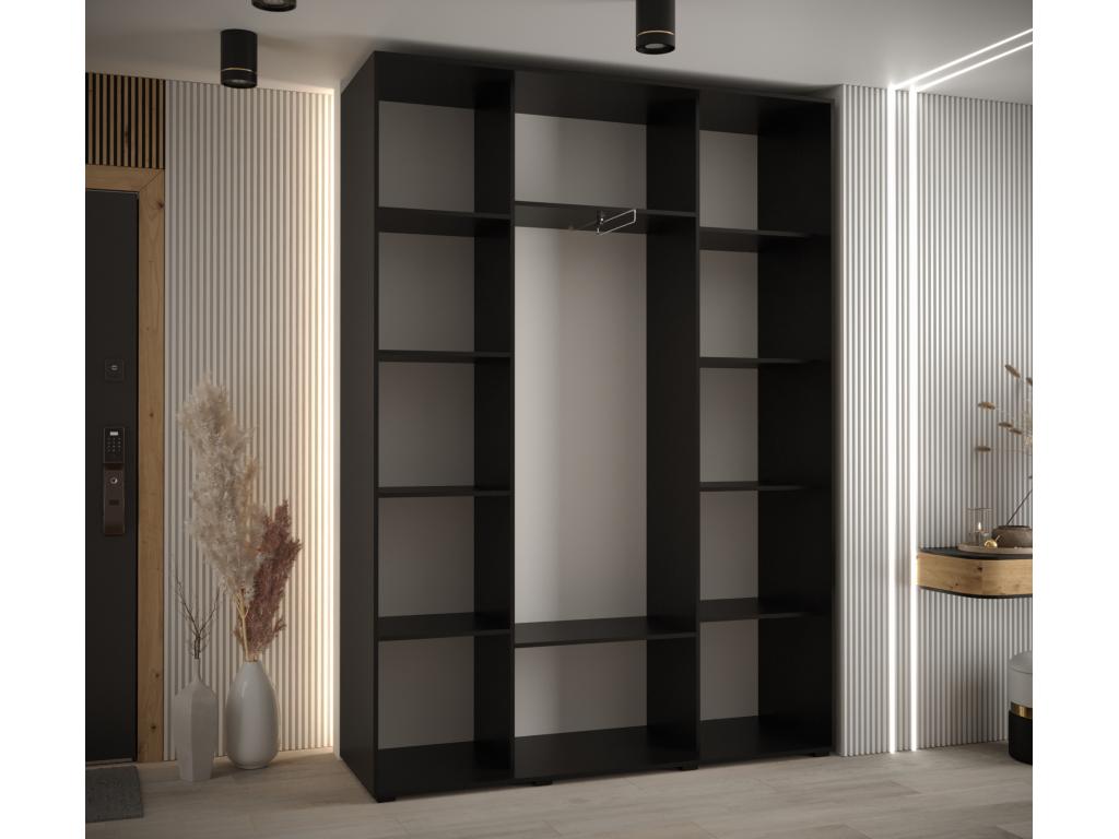 Meubiana 2 Sliding Door Wardrobe 205.2/160/45 3 Doors Black/Black