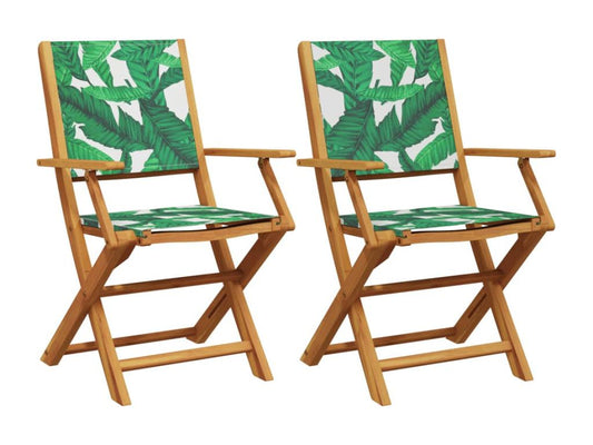 Meubiana garden chairs, set of 2, leaf pattern and fabric