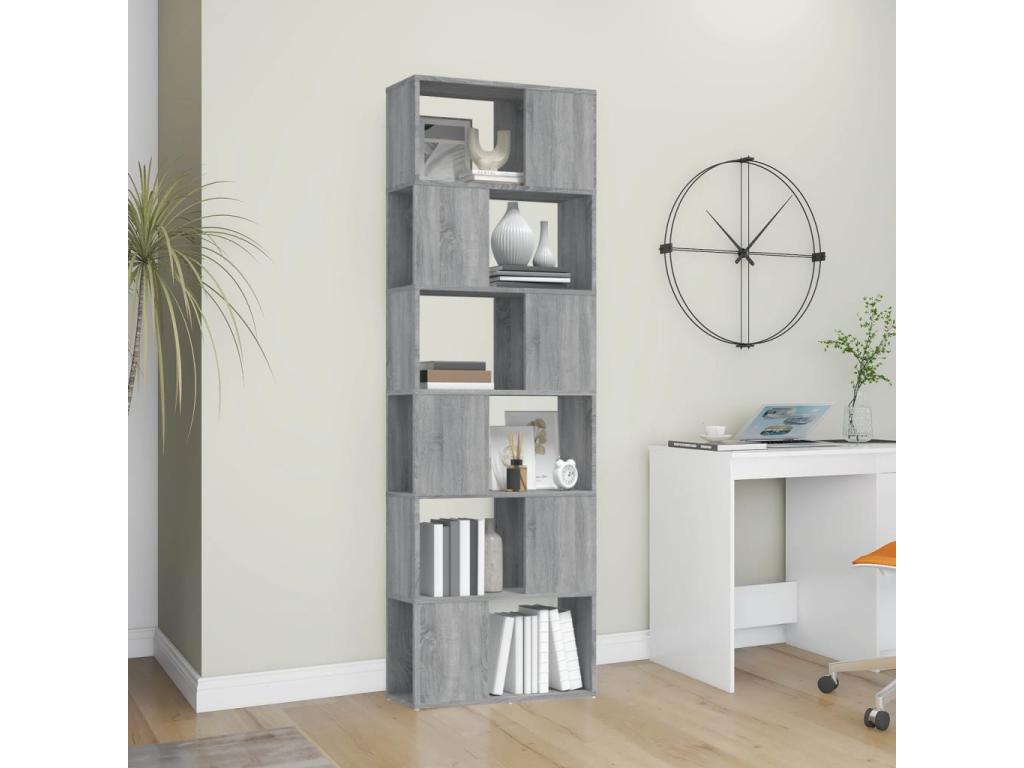 Laviecasa grey bookcase/room divider 60x24x186 cm MSJK16840