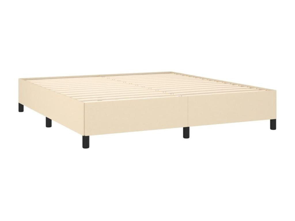 Upholstered bed base with mattress, Cream, 180x200 cm, Fabric