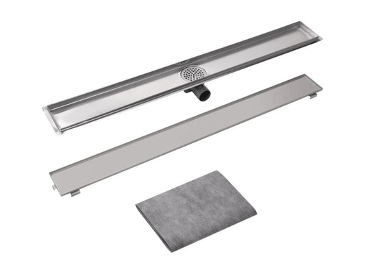 Silver linear shower drain 403x14x7 cm 02 0003015 LEAN64154