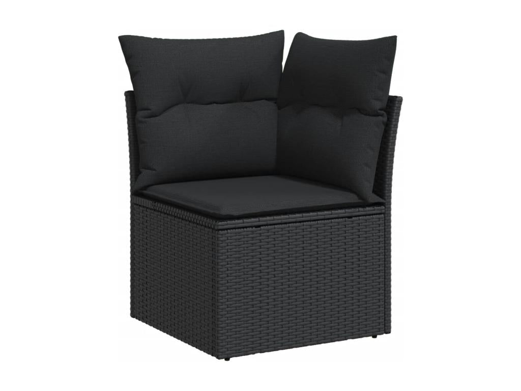10-piece garden furniture set with cushions, black resin wicker KIWL61358
