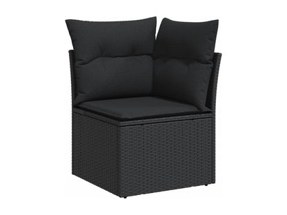 10-piece garden furniture set with cushions, black resin wicker KIWL61358