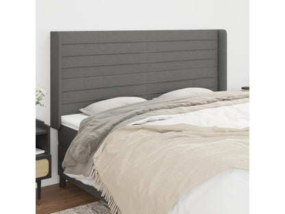 Headboard with wings, Dark Grey, 163x16x118/128 cm, Fabric HPFP64026