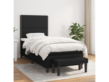 Upholstered bed base with mattress, black, 90x190 cm, fabric