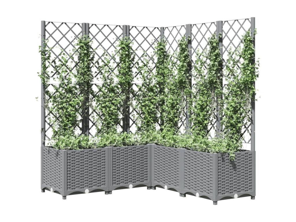 Planter with trellis, light grey, 120x120x136 PP YGEA81942