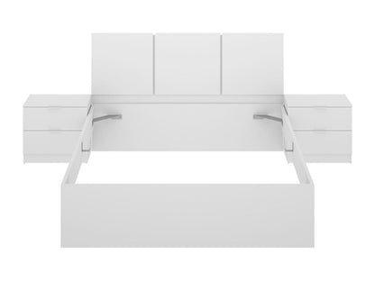 Bed headboard set, set of 2 bedside tables with 2 drawers, bed frame 140x190 cm, white color FSRE62524