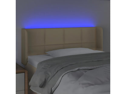 Cream LED Headboard 103x16x78/88 cm Fabric