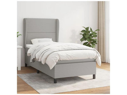 Meublori bed base with light grey 100x200 mattress, fabric
