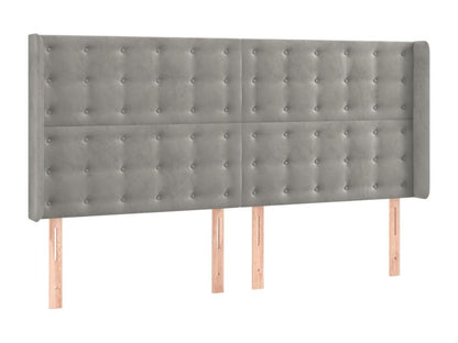 Light Grey LED Headboard 163x16x118/128 cm Velvet TGQA90979
