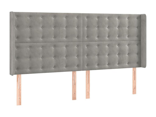 Light Grey LED Headboard 163x16x118/128 cm Velvet TGQA90979