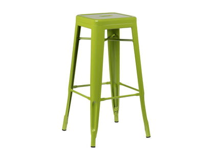 76cm High Stool Kontoir in polished steel - Industrial and elegant design - Khaki Green