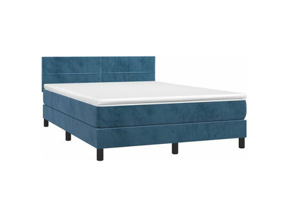 Meublori bed base and mattress, dark blue, 140x200 cm, velvet