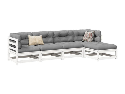 5-piece white solid pine wood garden furniture set QTYR98561