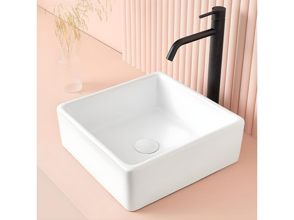 Laviecasa square ceramic countertop washbasin, white, 37.5x37.5 cm, OMIZ11389