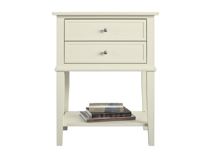 Meublori - Table with 2 drawers in white MDF