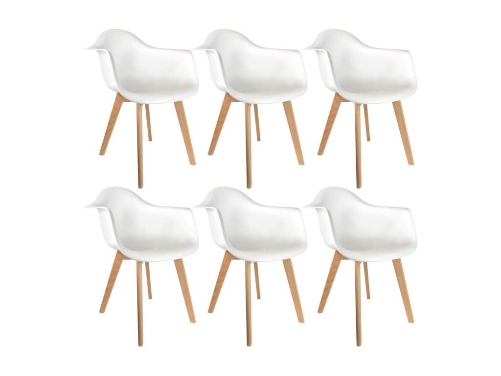 Meublori - Set of 6 Armchairs with White Seats