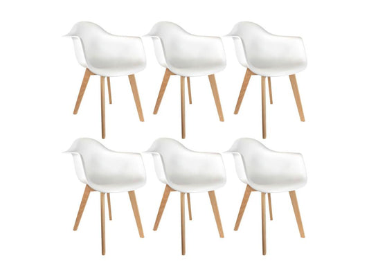 Meublori - Set of 6 Armchairs with White Seats