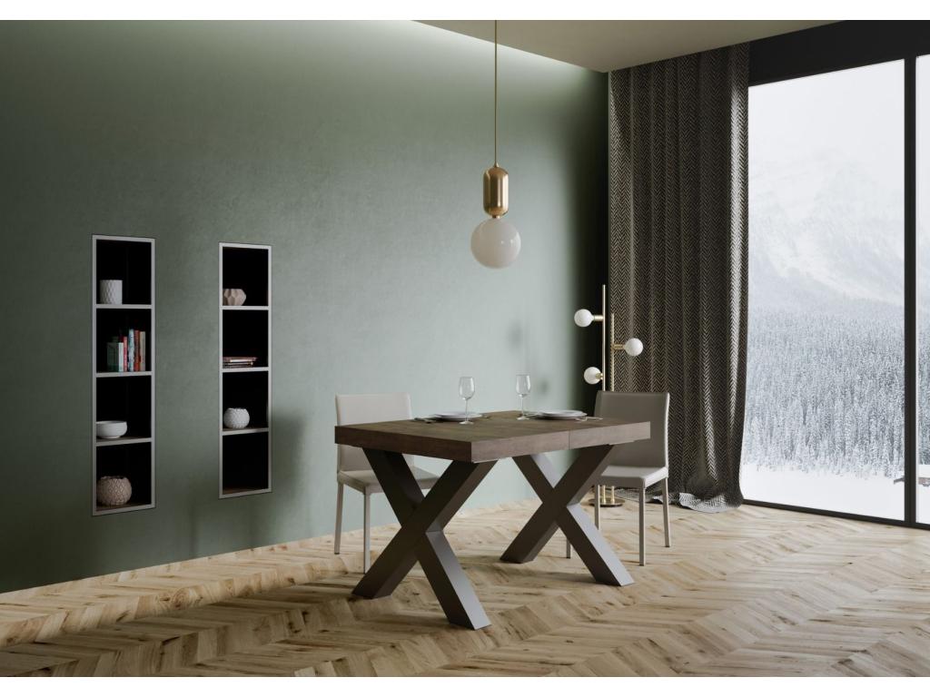 Extendable table 90x120/224 cm Laviecasa Walnut with Anthracite frame SQYL83780