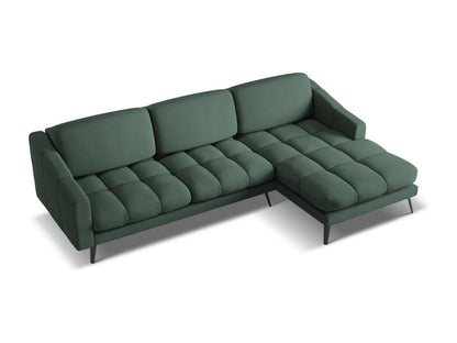 Right-hand corner sofa in chenille fabric - green - Meublori