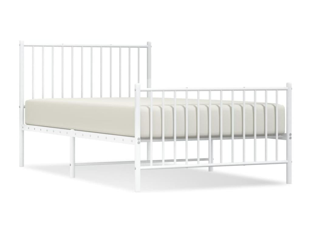 Metal bed frame with headboard and footboard, white, 100x190 cm, GAFO67303