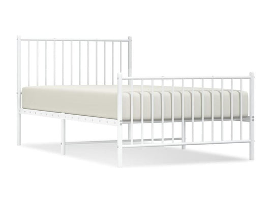 Metal bed frame with headboard and footboard, white, 100x190 cm, GAFO67303