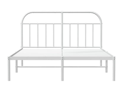 Metal bed frame without mattress and white headboard 180x200 cm