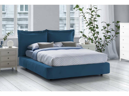 Laviecasa Double Bed with Storage, Fabric Upholstery, Made in Italy, Front Opening, Suitable for 160x190 cm Mattress, Blue OFWC49031