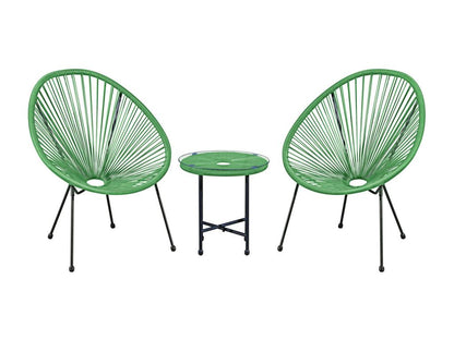 Set of 2 Garden Chairs in Resin Rope - Green - Meublori