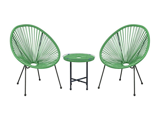 Set of 2 Garden Chairs in Resin Rope - Green - Meublori