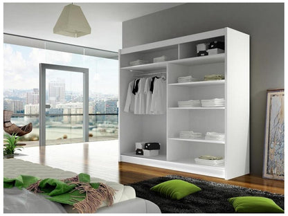 Laviecasa 100 Black Wardrobe 215x180x58cm Sliding Wardrobe Doors NIMC66026