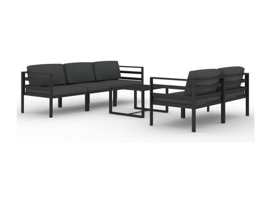 6-piece garden furniture set with cushions, aluminum, anthracite