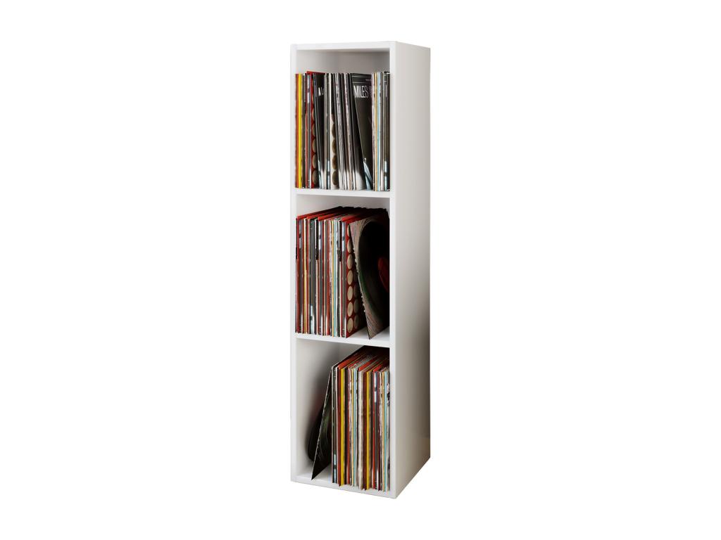 Meublori LP Vinyl Wood Stand Filing Shelf Storage Rack Platto 3 Compartments White