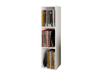 Meublori LP Vinyl Wood Stand Filing Shelf Storage Rack Platto 3 Compartments White