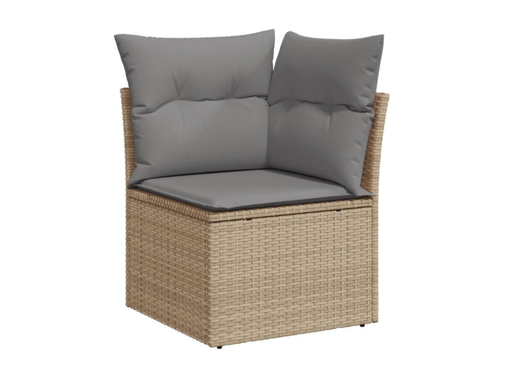 Garden furniture set with cushions, 12 pieces, beige woven resin